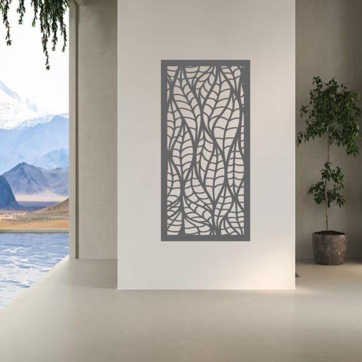 Metal Wall Art White Leaf Screen image 2