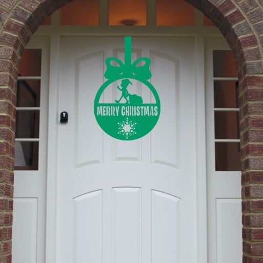 Christmas Wreath Elf Bauble Front Door Hanger image 2