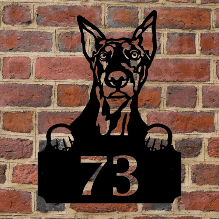 Metal House Number Peeping Dog image 10