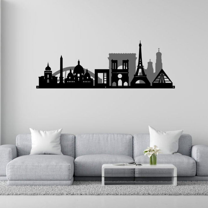 Metal Wall Art Paris City Skyline Home Decor image 0