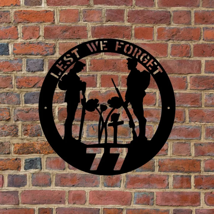 Metal House Number Sign Lest We Forget - Clear image