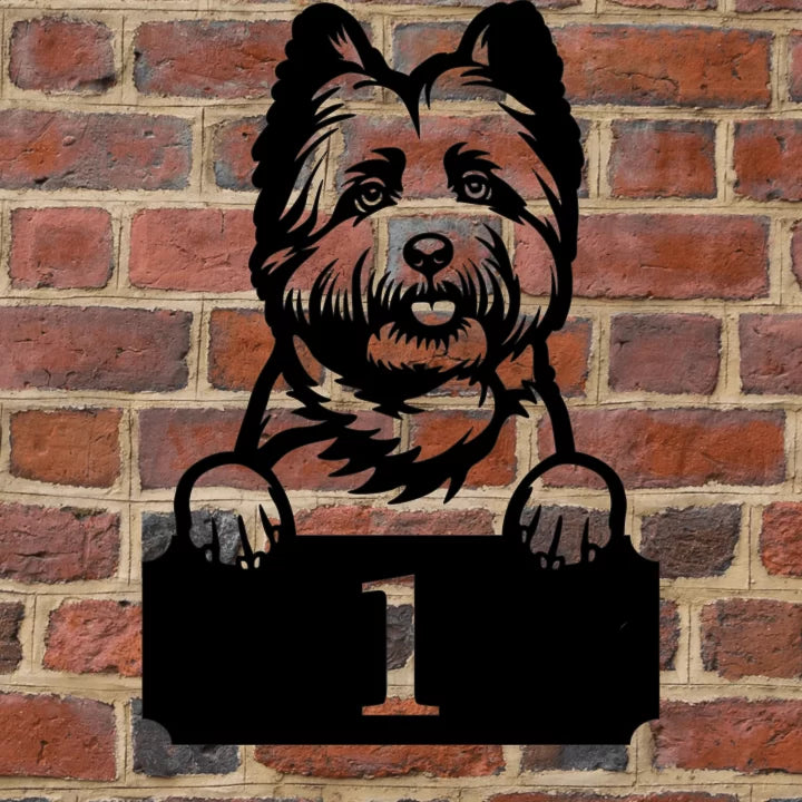 Metal House Number Peeping Dog - Westie image