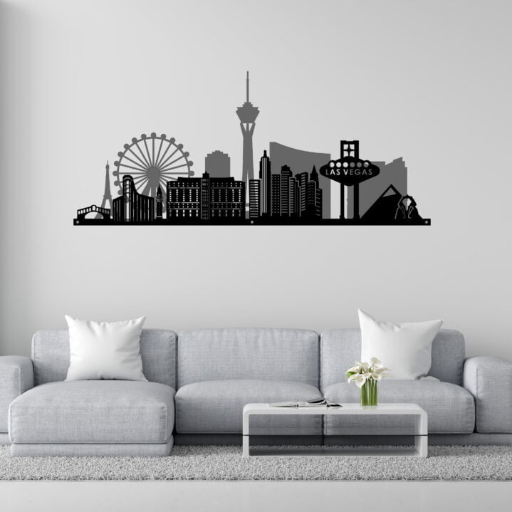 Metal Wall Art Las Vegas City Skyline Home Decor image 0
