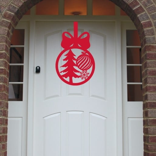 Christmas Wreath Christmas Tree Front Door Hanger - Red image