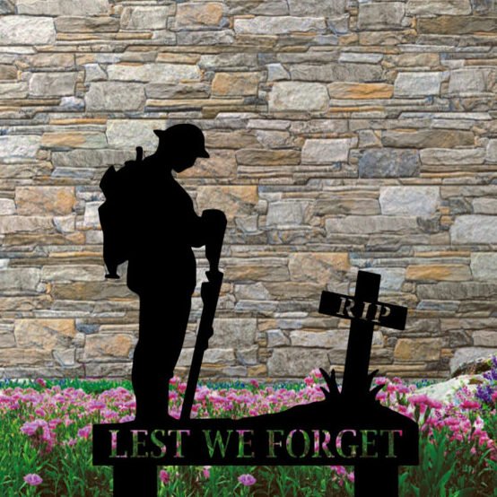 Garden Decor Stake Metal Soldier Silhouette image 0