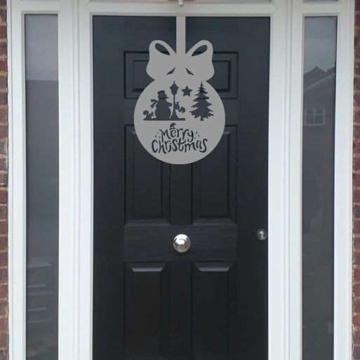 Christmas Wreath Snowman Bauble Front Door Hanger image 4