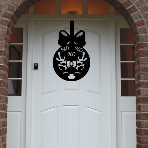 Christmas Wreath Antler Bauble Front Door Hanger image 1