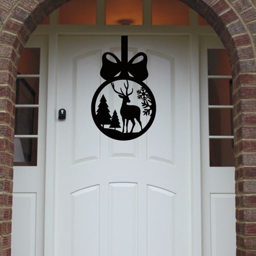 Christmas Wreath Christmas Stag front Door Hanger image 5