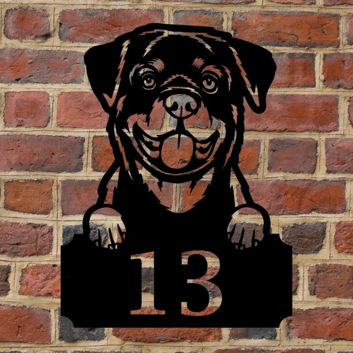Metal House Number Peeping Dog image 5