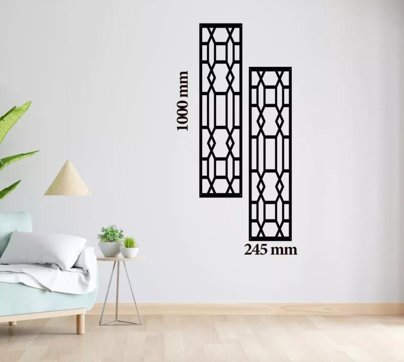 Metal Wall Art Vertical Abstract Diamond Set Home Decor image