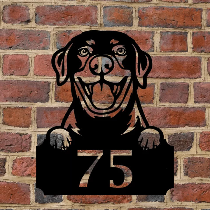 Metal House Number Peeping Dog image 15