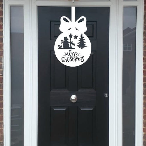 Christmas Wreath Snowman Bauble Front Door Hanger image 0