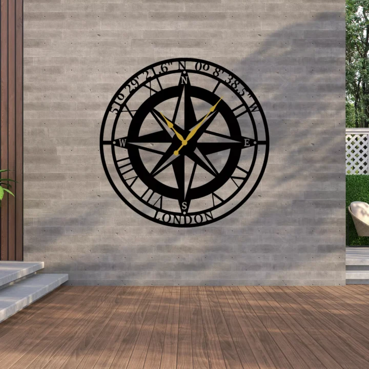 Coordinates Compass Metal Wall Clock image 2