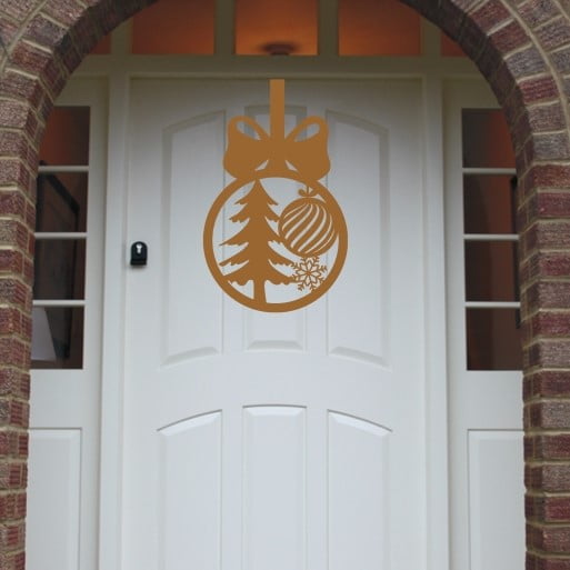 Christmas Wreath Christmas Tree Front Door Hanger - Gold image