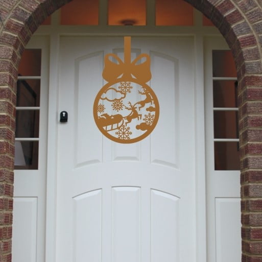 Christmas Wreath Santa Bauble Front Door Hanger image 4