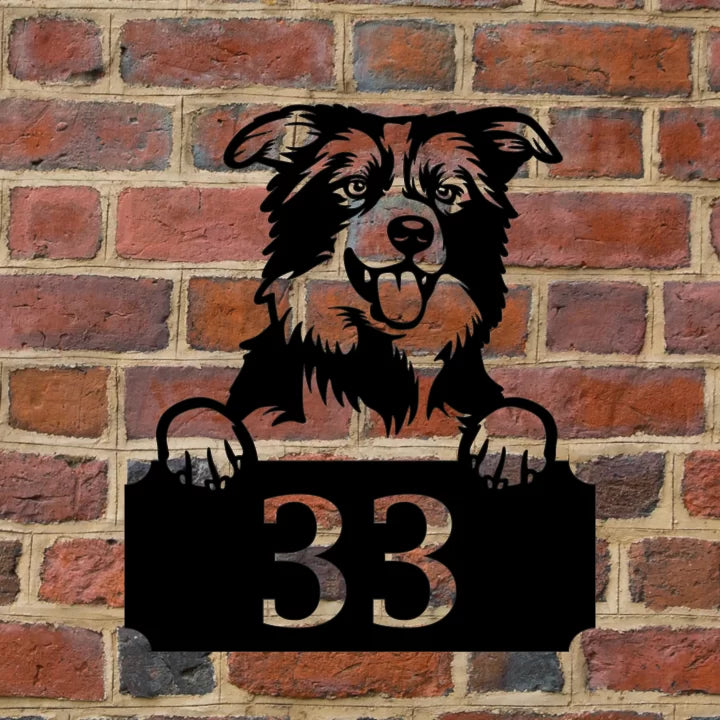 Metal House Number Peeping Dog image 19