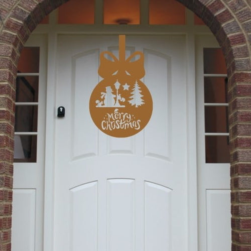 Christmas Wreath Snowman Bauble Front Door Hanger image 1