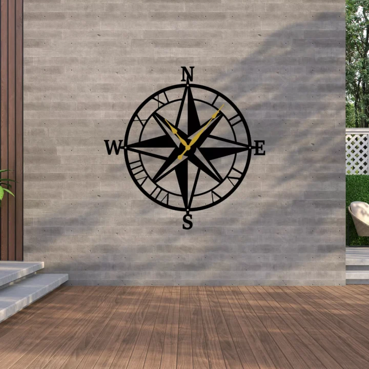 Compass Metal Wall Clock 2 image 1
