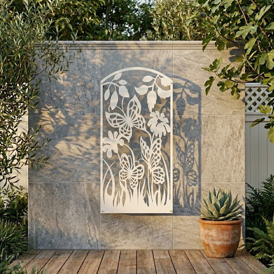 Metal Wall Art Butterfly Flower Screen