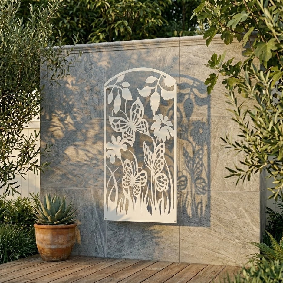 Metal Wall Art Butterfly Flower Screen