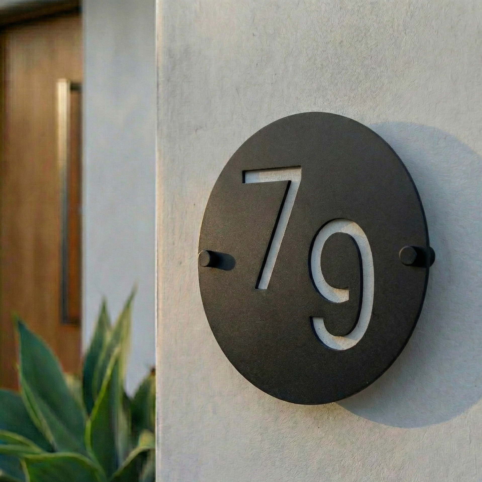 Metal Circular Offset House Number