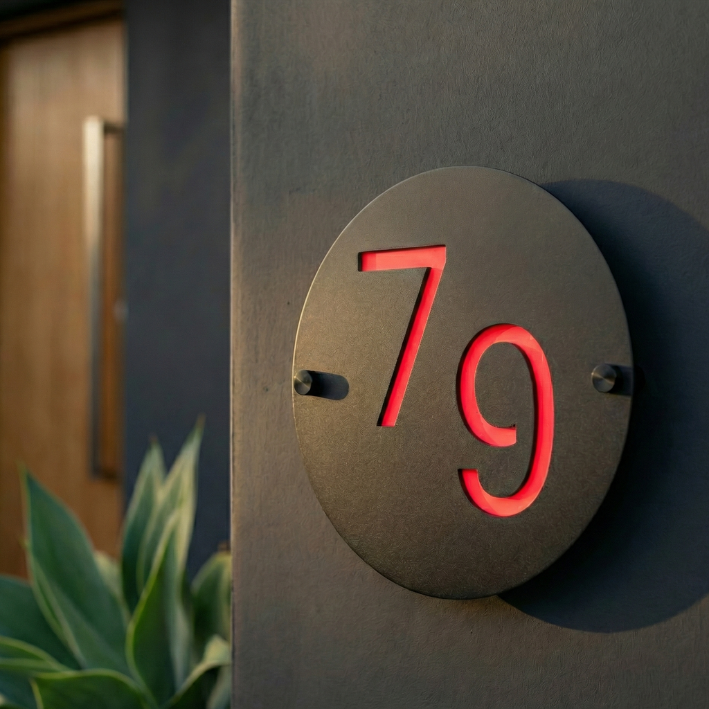 Metal Circular Offset House Number