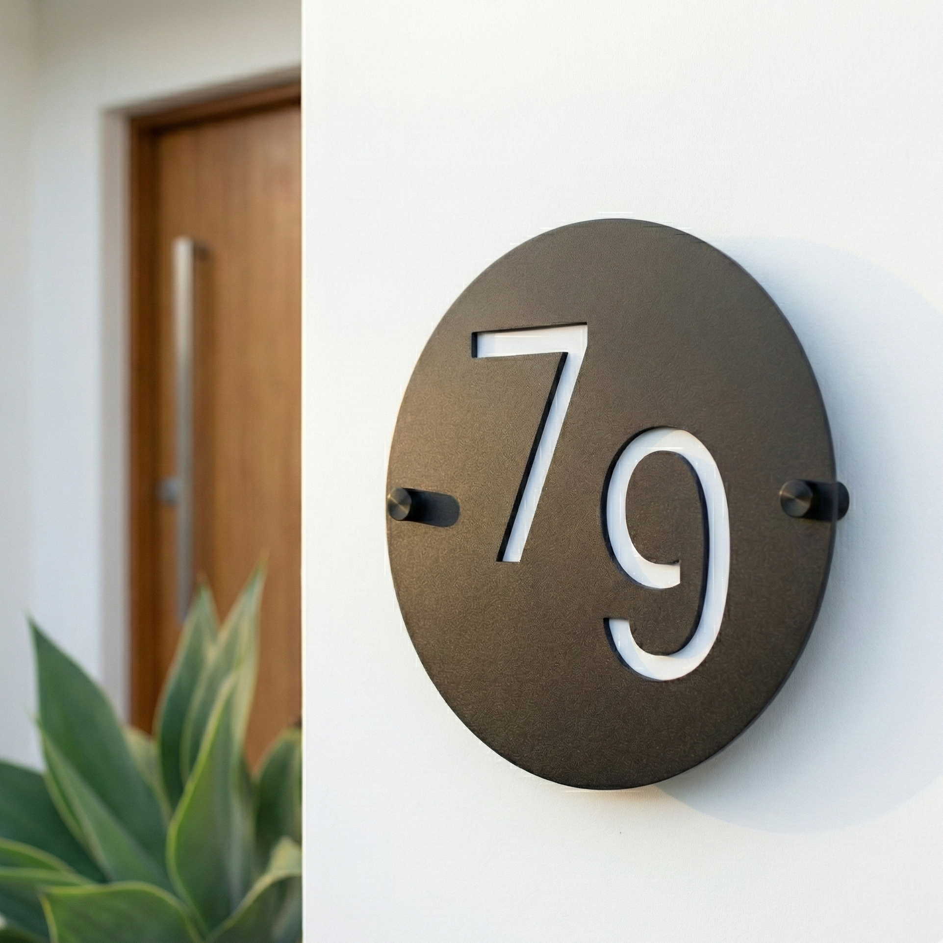 Metal Circular Offset House Number