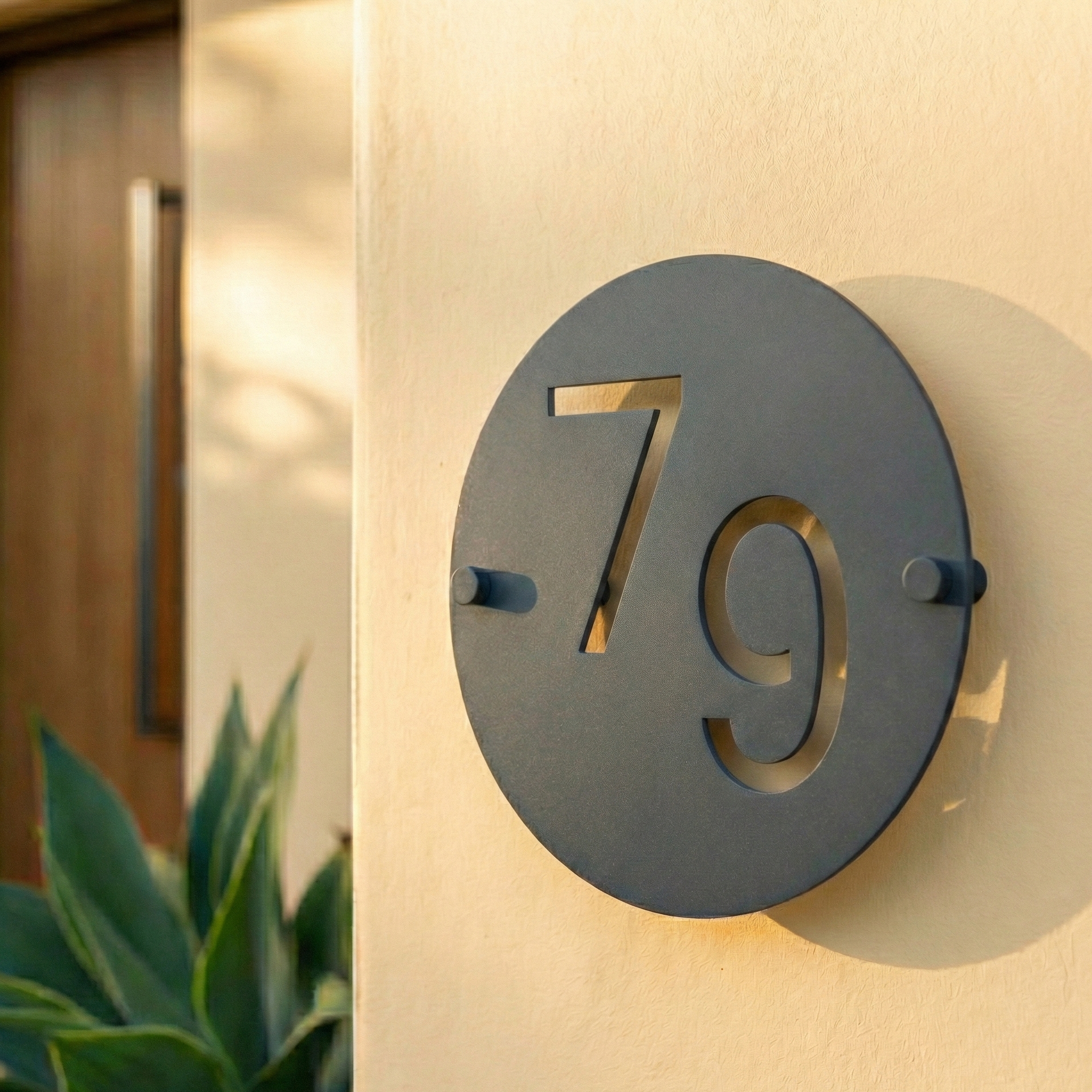 Metal Circular Offset House Number