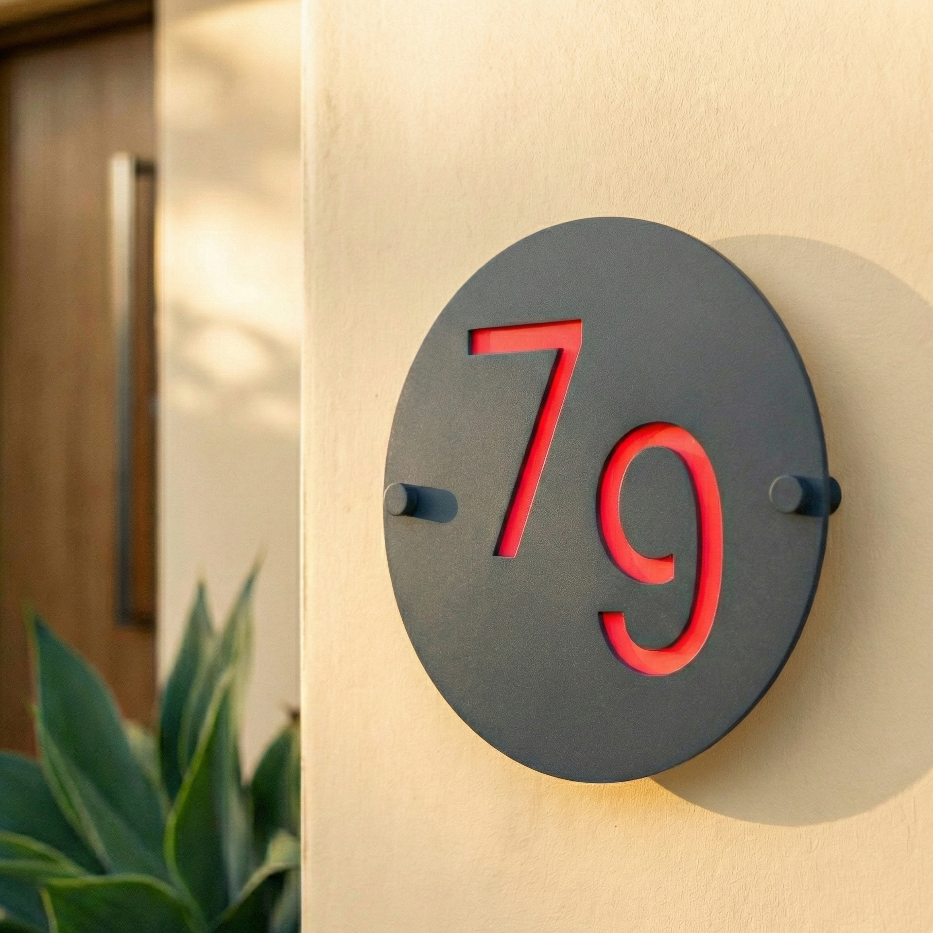 Metal Circular Offset House Number