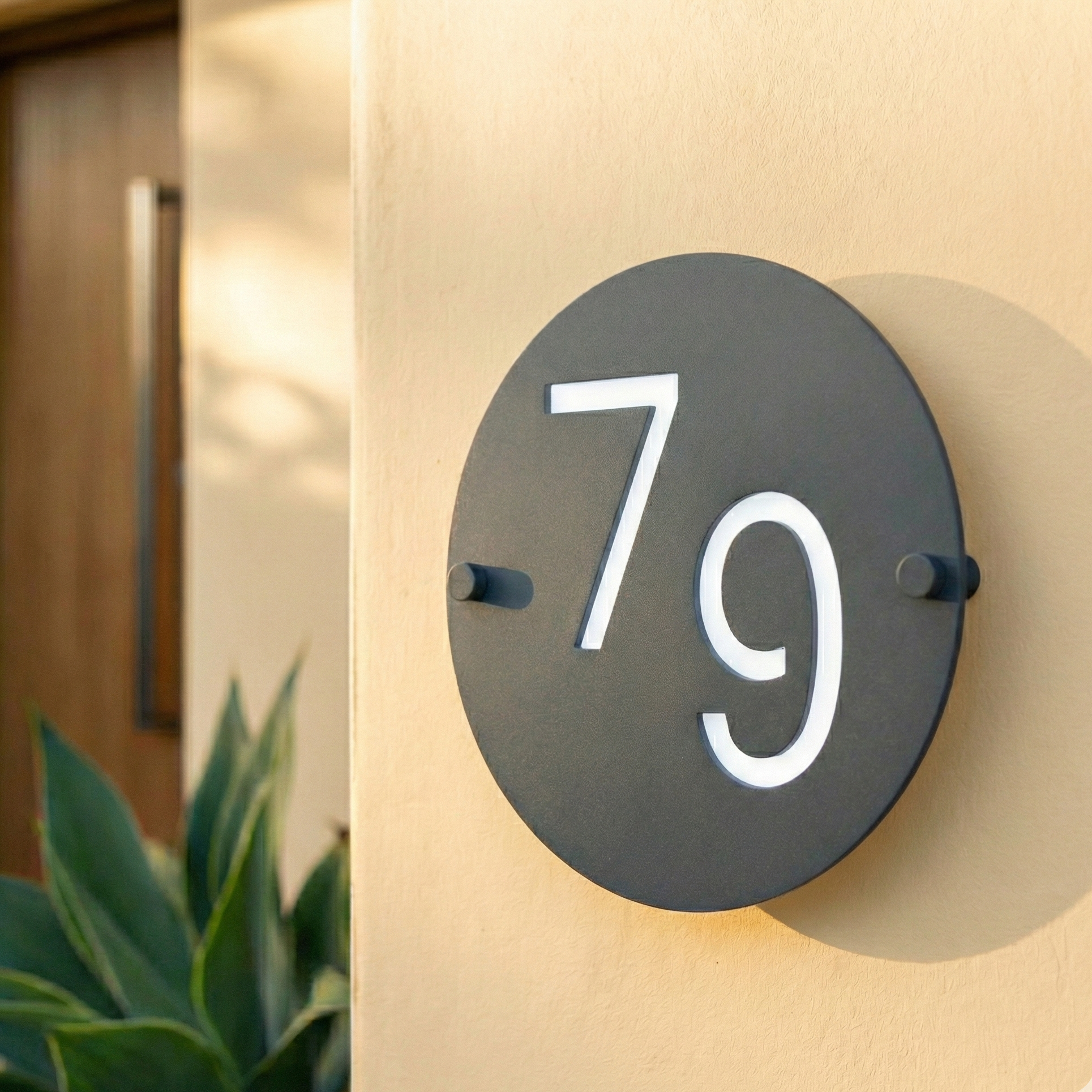 Metal Circular Offset House Number