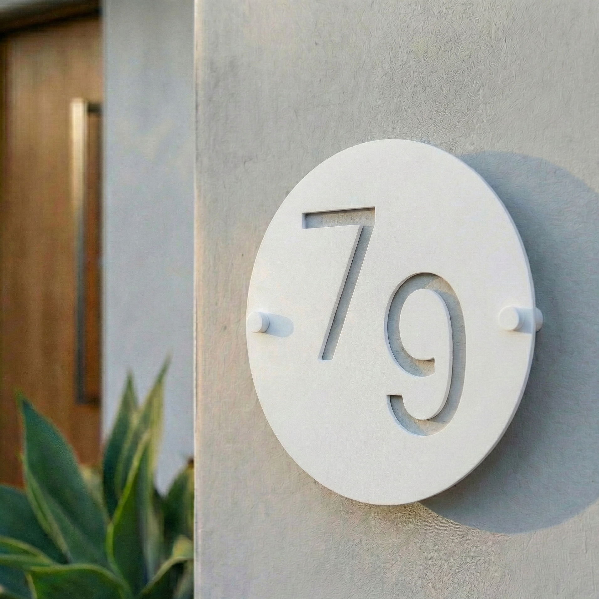 Metal Circular Offset House Number