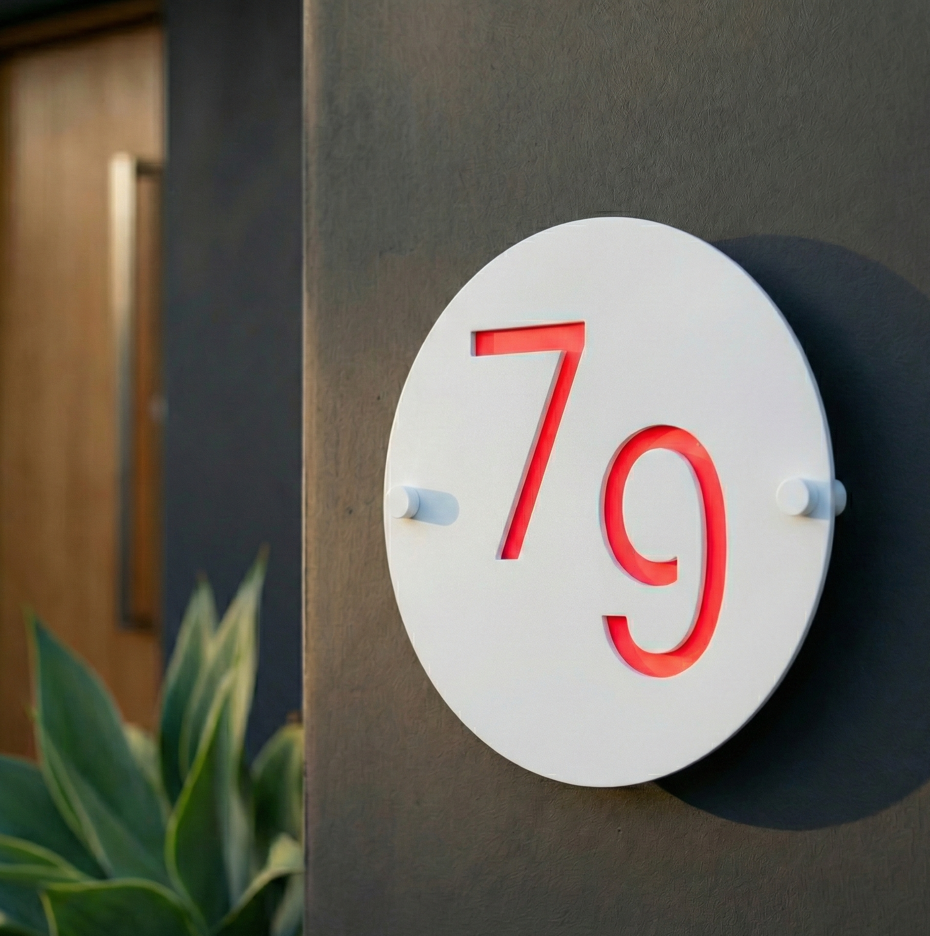 Metal Circular Offset House Number
