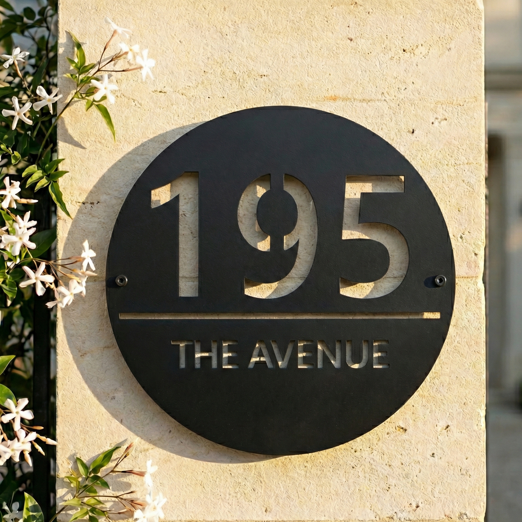 Metal Circular House Number Sign