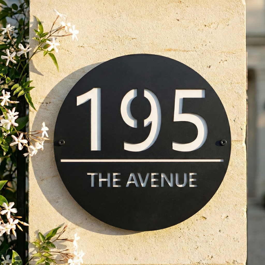 Metal Circular House Number Sign
