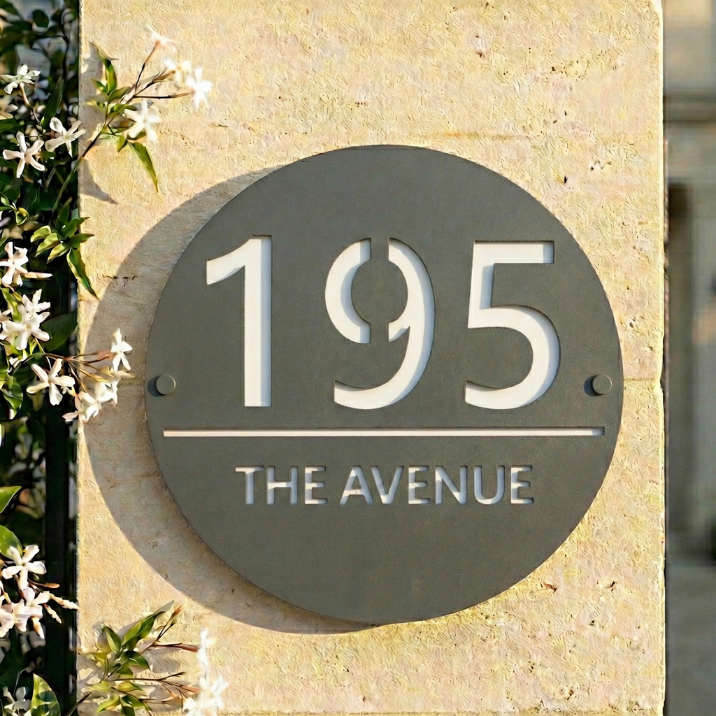 Metal Circular House Number Sign