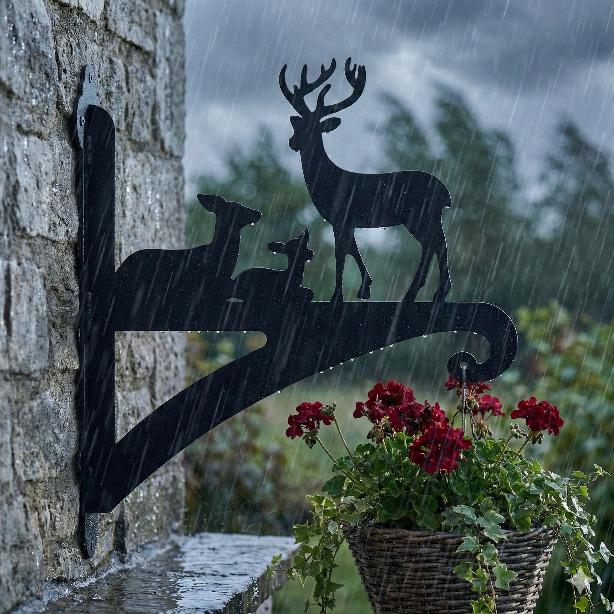 Hanging Basket Bracket Deer Family