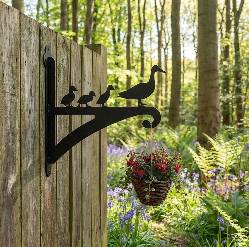 Hanging Basket Bracket Duck Family