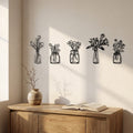 Metal Wall Art Flower Pot Set Home Decor