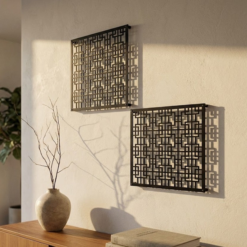 Metal Wall Art Geometric Squares Home Decor