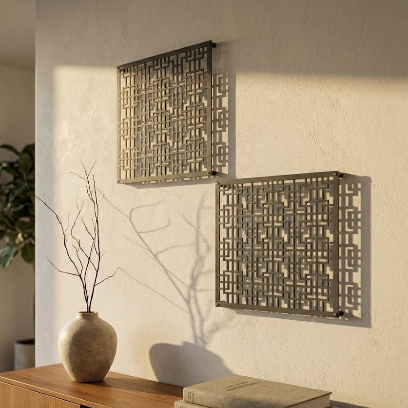 Metal Wall Art Geometric Squares Home Decor