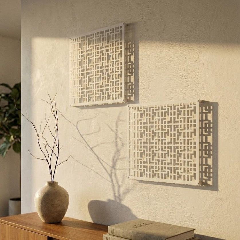 Metal Wall Art Geometric Squares Home Decor