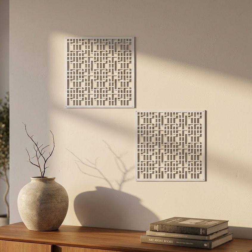 Metal Wall Art Geometric Squares Home Decor