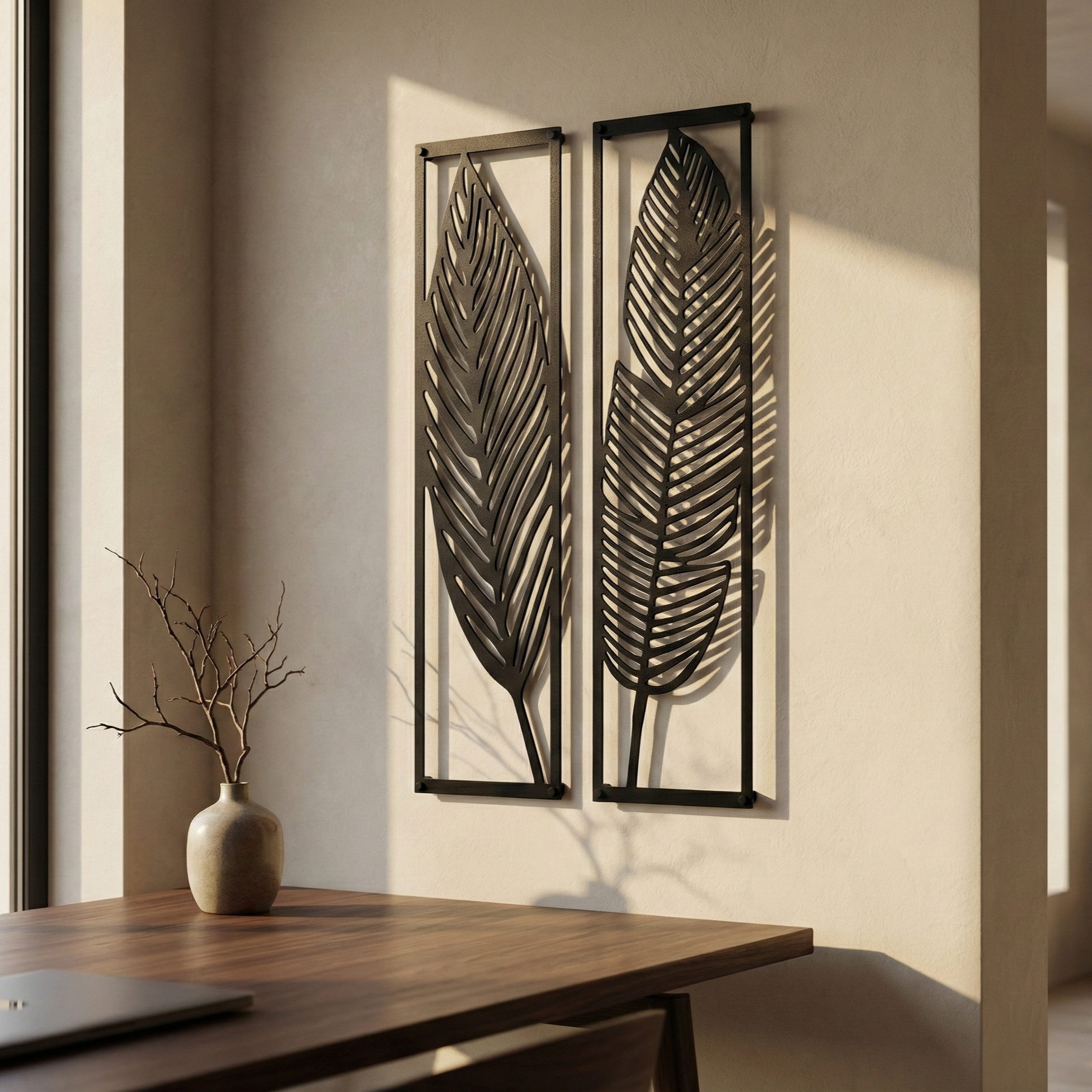 Metal Wall Art Leaf Set Home Decor