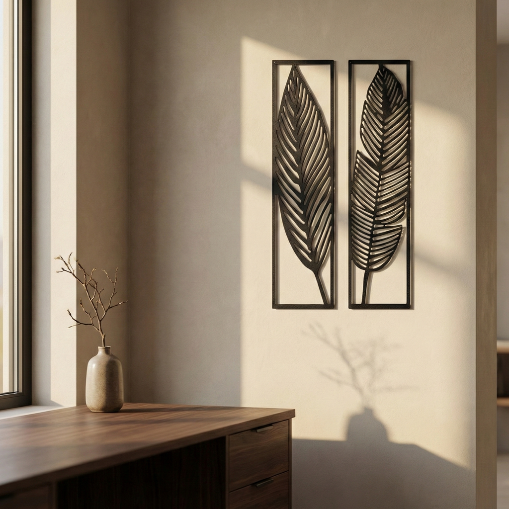 Metal Wall Art Leaf Set Home Decor