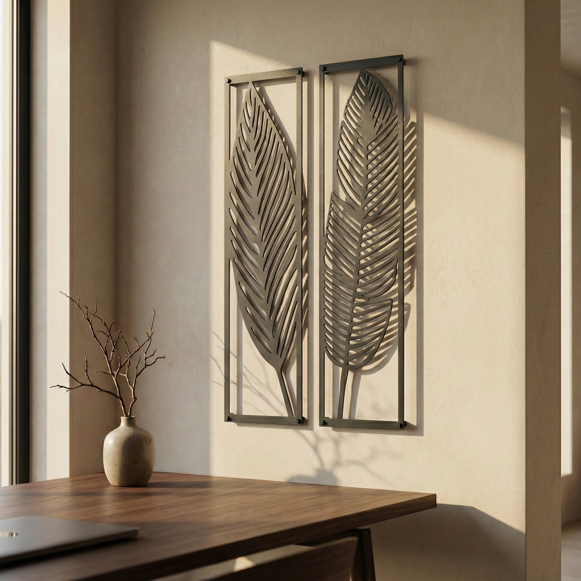Metal Wall Art Leaf Set Home Decor