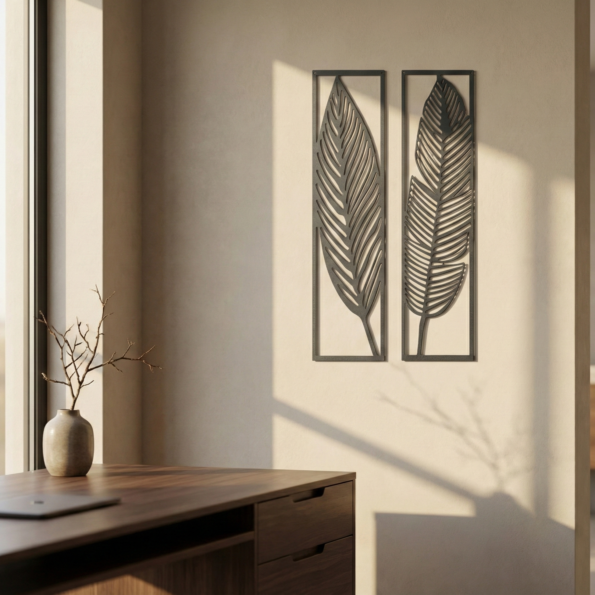 Metal Wall Art Leaf Set Home Decor