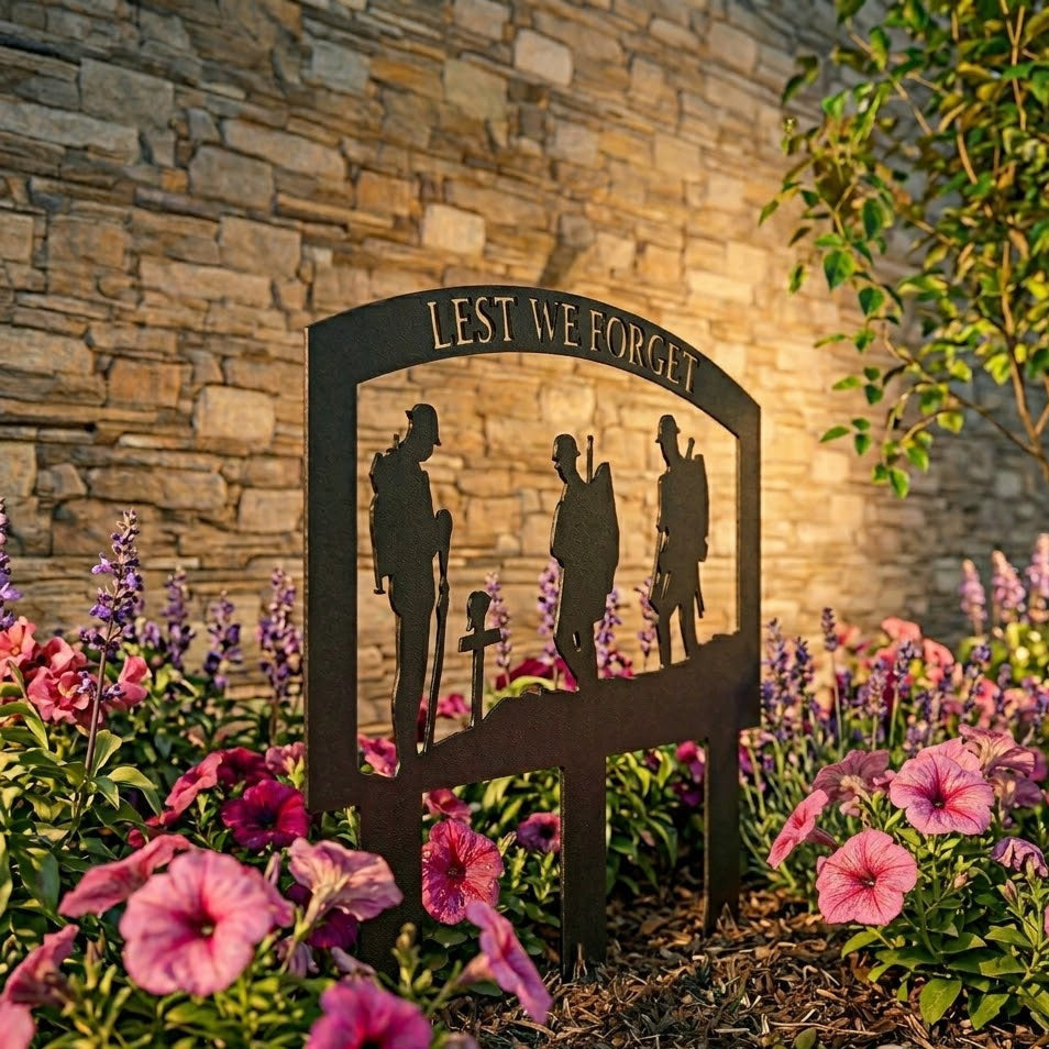 Garden Stake Lest We Forget Silhouette Garden Decor