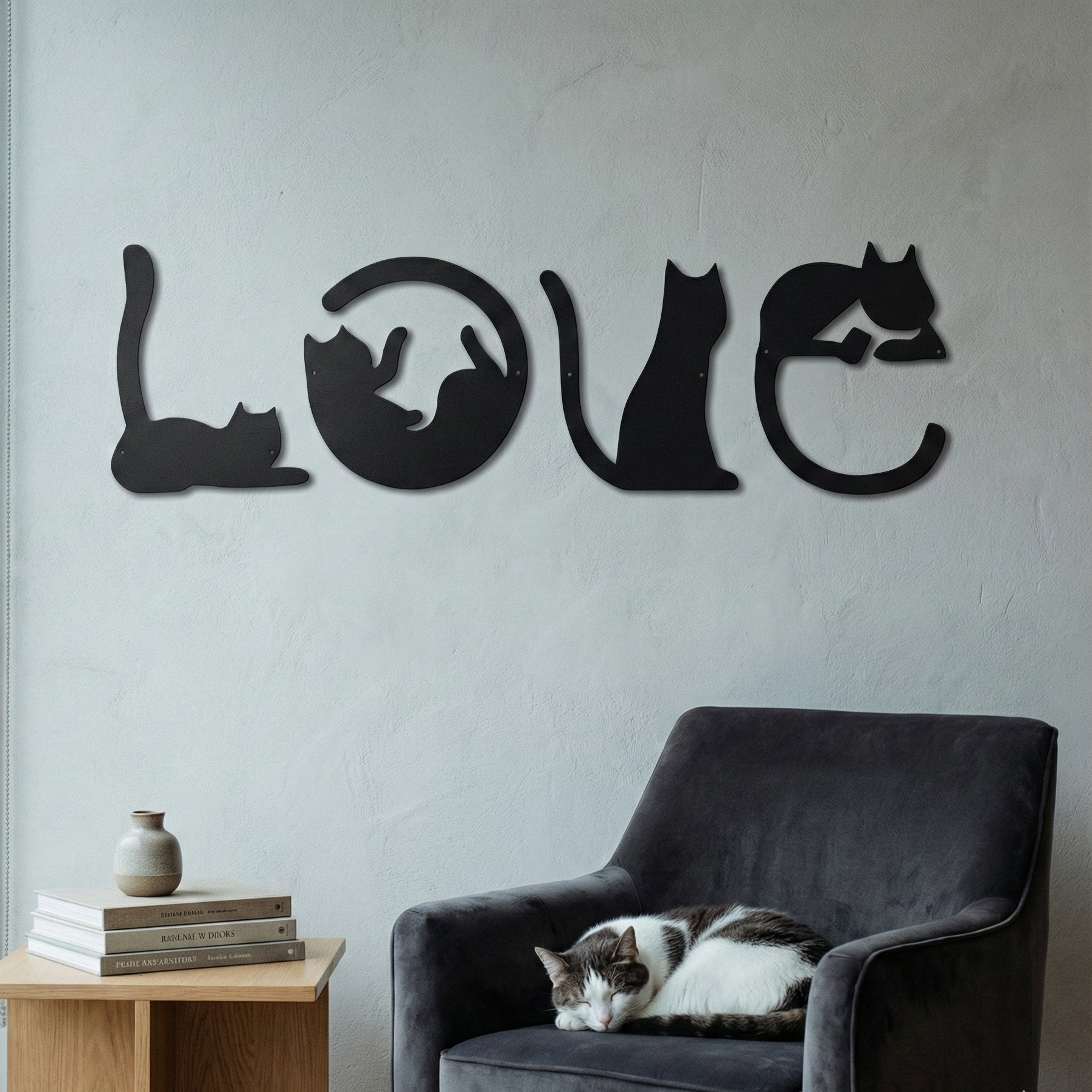 Metal Wall Art Love Cat No Frame Home Decor