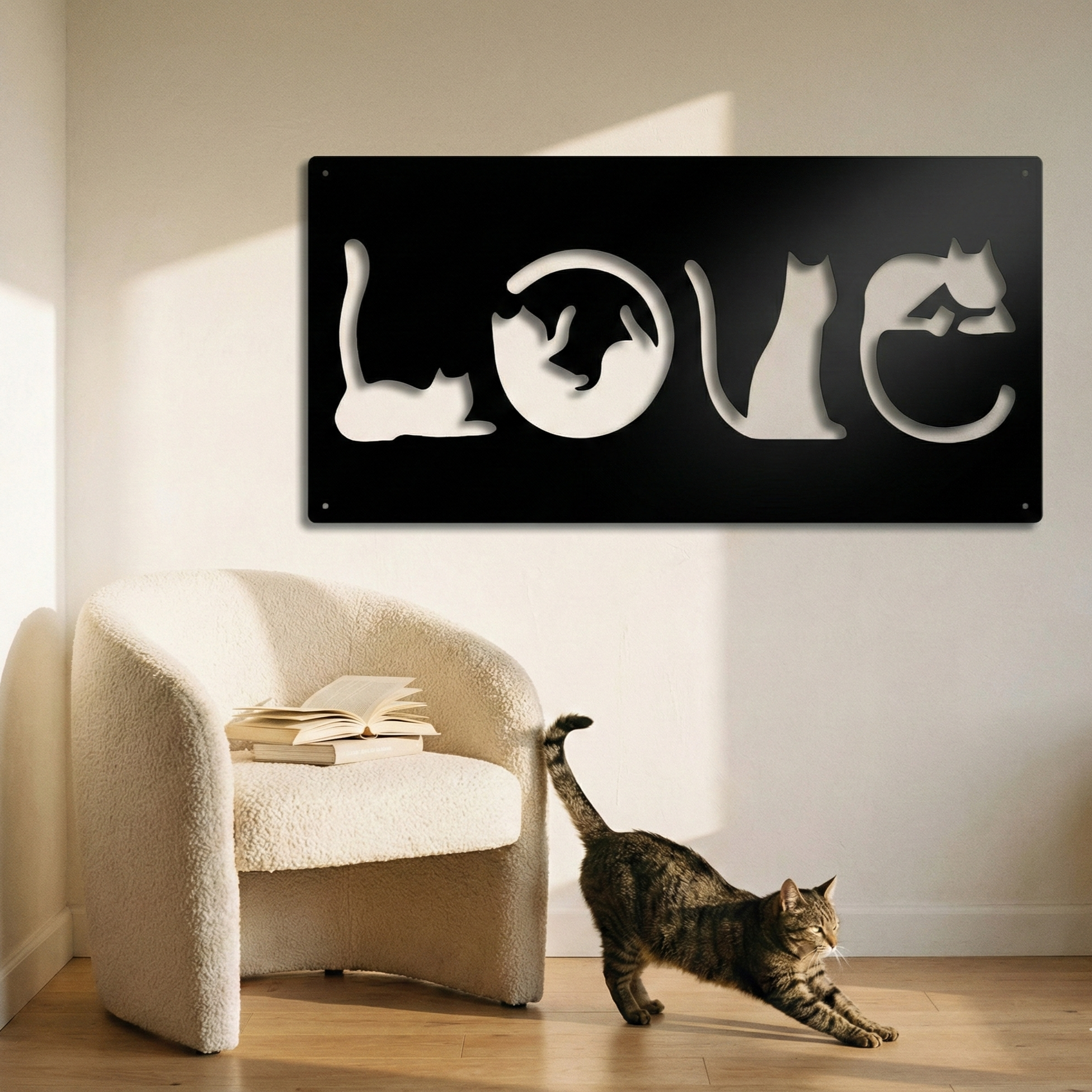 Metal Wall Art Love Cat Home Decor