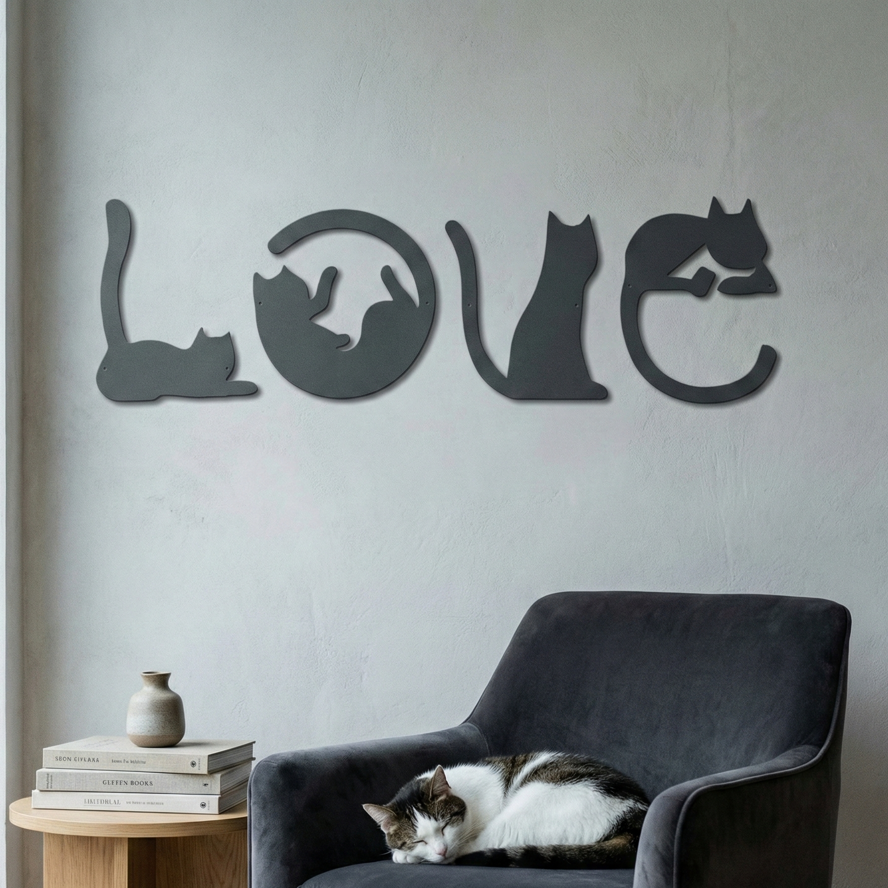 Metal Wall Art Love Cat No Frame Home Decor